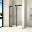 AICA SANITAIRE - AICA porte de douche noire 120x200cm porte de douche coulissante en 8mm verre anticalcaire installation en niche - vignette