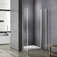 AICA SANITAIRE - Porte de douche battante 105x197cm porte de douche pivotante à 180°, en verre 6mm anticalcaire, installation en niche - vignette