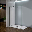 AICA SANITAIRE - Paroi de douche avec retour pivotant 120+40x200cm, charnières, AICA paroi de douche à l'italienne en verre anticalcaire avec barre de fixation 73-120cm en carré - vignette