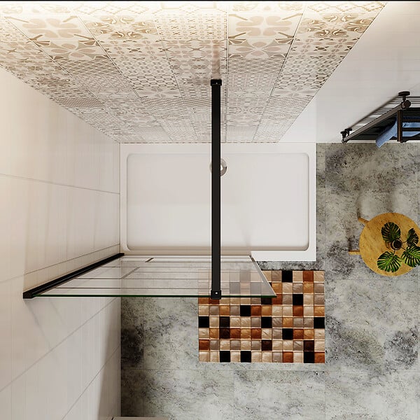AICA SANITAIRE - AICA paroi de douche 100x200cm paroi de douche à l'italienne en 8mm verre anticalcaire style moderne avec barre de fixation noire 140cm - large