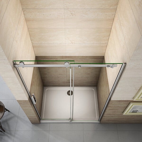 AICA SANITAIRE - Porte de douche coulissante 120cm Hauteur 195cm en verre 8mm securit anticalcaire, porte de douche installée en niche - large