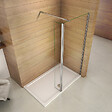 AICA SANITAIRE - Paroi de douche 80+40x200cm avec barre de fixation 73-120cm en carré, verre 8mm clair de sécurité, AICA paroi de douche à l'italienne avec retour pivotant 40cm - vignette