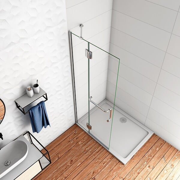 AICA SANITAIRE - AICA Paroi de douche pivotante 87cm en verre anticalcaire paroi de douche hauteur 190cm, porte-serviette - large