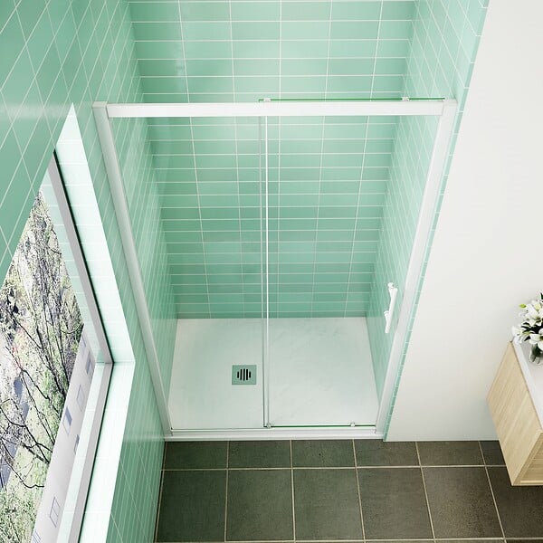 AICA SANITAIRE - AICA porte de douche coulissante 120x190cm profilé blanc installation en niche - large