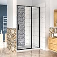 AICA SANITAIRE - AICA porte de douche pivotante 120x185cm porte de douche noire en 6mm verre anticalcaire installation en niche - vignette