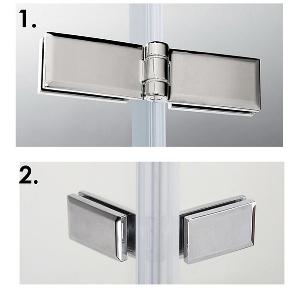 AICA SANITAIRE - Paroi de douche avec retour pivotant 90+40x200cm, charnières, AICA paroi de douche à l'italienne en verre anticalcaire avec barre de fixation 90cm en carré - large