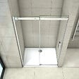 AICA SANITAIRE - Porte de douche coulissante 140x195cm, porte de douche installée en niche, verre de sécurité anticalcaire 8mm, profilé chromé - vignette