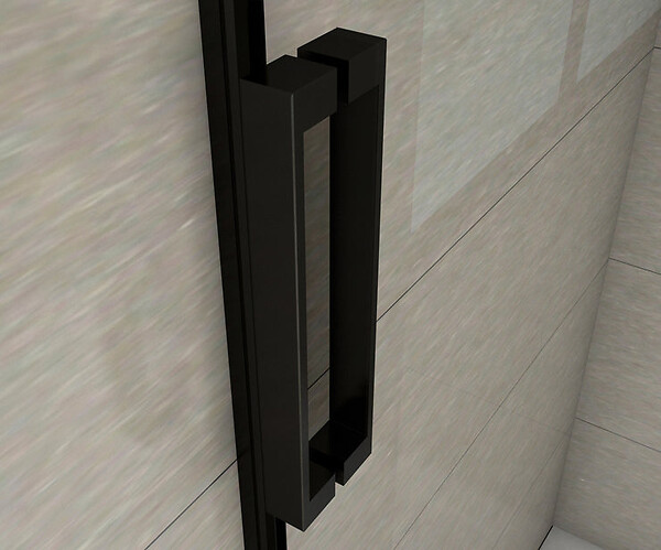 AICA SANITAIRE - AICA porte de douche noire 140x200cm porte de douche coulissante en 8mm verre anticalcaire installation en niche - large