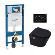 GEBERIT - Pack WC Bati Geberit + WC suspendu Swiss Aqua Technologies sans bride + abattant SoftClose + plaque noire (GebBlack - vignette