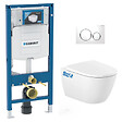 GEBERIT - Pack WC Bati Geberit Duofix UP320 + cuvette Roca sans bride + abattant Soft Close + Plaque de commande Blanche (GebOna-C) - vignette