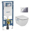 GEBERIT - Pack WC Bati-support Geberit extra-plat UP720 + WC Ideal Standard Tesi Aquablade + Abattant softclose + Plaque Chrome - vignette