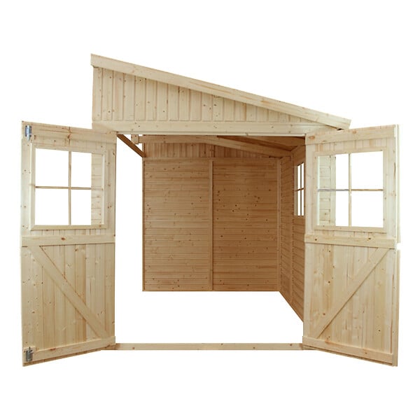 TIMBELA - TIMBELA M339  Abri de Jardin en Bois Naturel (sans paroi latérale) - H243xl216xL318 cm/6 m2 - large