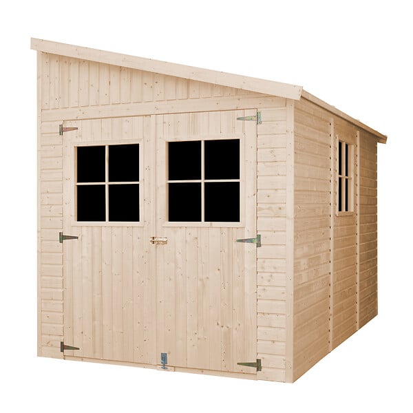 TIMBELA - TIMBELA M339A  Abri de Jardin en Bois Naturel (avec paroi latérale) -H244xl218xL318 cm/6 m2 - large