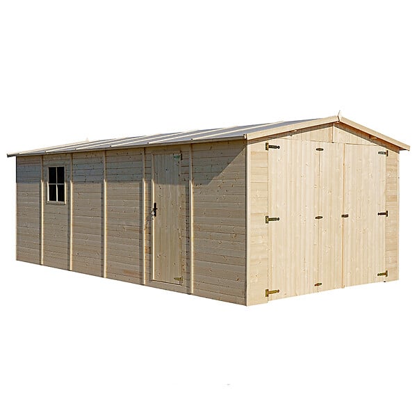 TIMBELA - TIMBELA M102 - GARAGE en bois Naturel - H222xL616xl324 cm / 18 m² - large