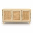 ID MARKET - Buffet bas vintage 113 cm ELIN 3 portes effet naturel cannage - vignette