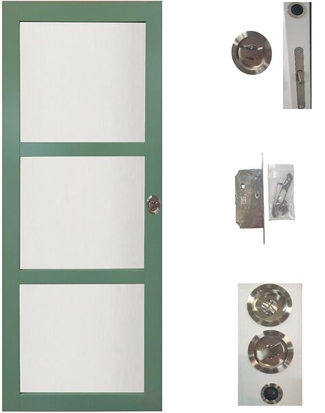 GD MENUISERIES - Porte Coulissante Vert Sauge RAL 6021 Vitrée H204 x L83 cm, Galandage, kit de finition - large