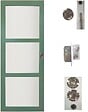 GD MENUISERIES - Porte Coulissante Vert Sauge RAL 6021 Vitrée H204 x L83 cm, Galandage, kit de finition - vignette