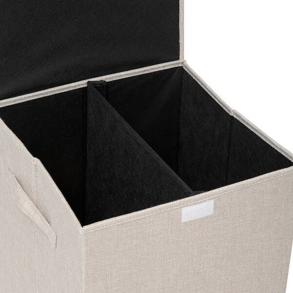 5 FIVE SIMPLY SMART - Panier à linge Beige 74L avec 2 compartiments H 60 cm - large