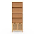ID MARKET - Etagère bibliothèque 4 niveaux avec placard EDHEN cannage et bois - vignette