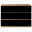 ID MARKET - Commode 6 tiroirs TOMI 110 cm bois façon hêtre et noir - vignette