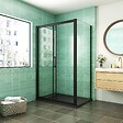 AICA SANITAIRE - AICA cabine de douche coulissante 100x80x195cm porte de douche avec l'amortisseur 100cm cabine de douche Noire en 8mm verre anticalcaire - vignette