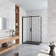 AICA SANITAIRE - AICA cabine de douche coulissante 100x90x200cm porte de douche + paroi latérale Hauteur 200cm En 8mm verre anticalcaire profilé noir mat - vignette