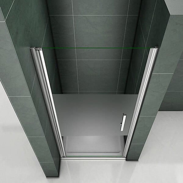 AICA SANITAIRE - AICA porte de douche pivotante 70x185cm en niche en verre bande central dépoli anticalcaire Installation à Gauche - large