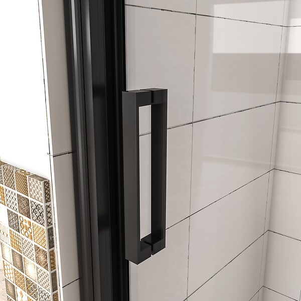 AICA SANITAIRE - AICA porte de douche noire 160x195cm porte de douche avec l'amortisseur porte de douche coulissante en 8mm verre anticalcaire - large