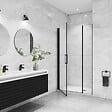 AICA SANITAIRE - AICA porte de douche pivotante 120x200cm avec un élément fixe Porte de douche noire Hauteur 200cm en 8mm verre anticalcaire - vignette