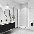 AICA SANITAIRE - AICA porte de douche pivotante 120x200cm avec un élément fixe Porte de douche noire Hauteur 200cm en 8mm verre anticalcaire - vignette