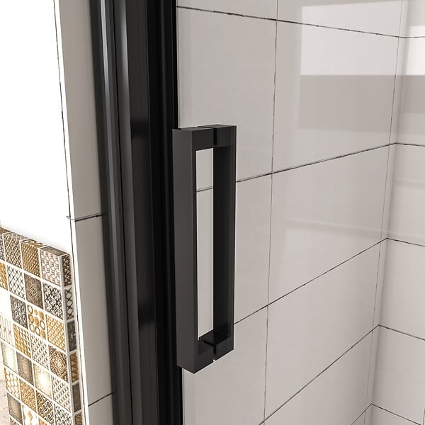 AICA SANITAIRE - AICA porte de douche noire 140x195cm porte de douche avec l'amortisseur porte de douche coulissante en 8mm verre anticalcaire - large