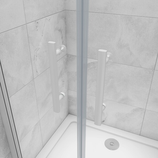 AICA SANITAIRE - AICA porte de douche battante 100x180cm profilé blanc en 5mm verre anticalcaire porte de douche Hauteur 180cm Installation en niche - large