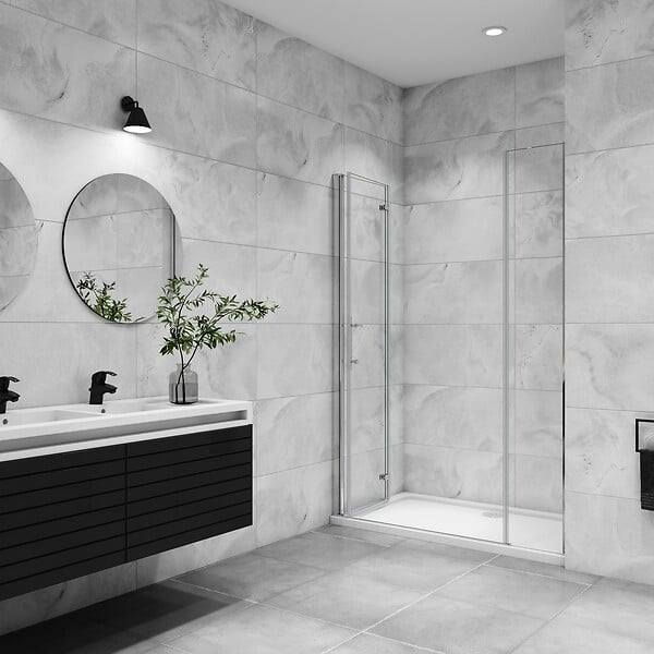AICA SANITAIRE - AICA porte de douche pivotante 100x195cm porte de douche pliante avec un élément fixe en 6mm verre anticalcaire - large