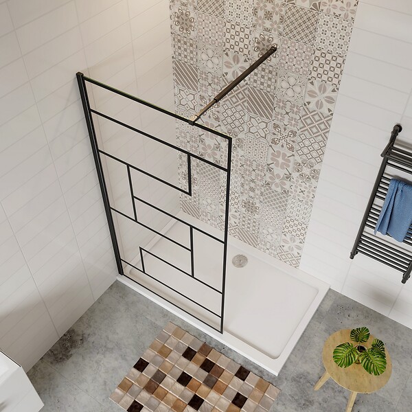 AICA SANITAIRE - Aica Paroi De Douche 120x200cm Paroi De Douche à L'italienne En 8mm Verre Anticalcaire Style Moderne avec barre de fixation extensible noire 73-120cm - large
