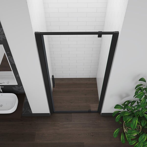AICA SANITAIRE - AICA porte de douche noire 80x185cm porte de douche pivotante à 180° en 6mm verre de sécurité Installation en niche - large