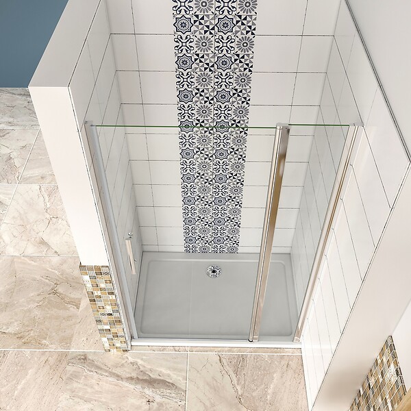 AICA SANITAIRE - AICA Porte de douche pivotante en 6mm verre securit anticalcaire porte de douche 110cm avec 1 élément fixe Hauteur 187cm - large