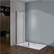 AICA SANITAIRE - Paroi de douche avec retour pivotant 120+40x200cm, charnières, AICA paroi de douche à l'italienne en verre anticalcaire avec barre de fixation 73-120cm en carré - vignette