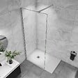 AICA SANITAIRE - Paroi de douche 120x200cm verre 10mm avec barre de fixation 90cm Pince renforcée, AICA paroi de douche à l'italienne en verre securit anticalcaire - vignette