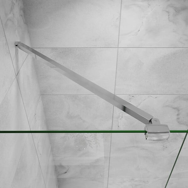 AICA SANITAIRE - Paroi de douche 120x200cm verre 10mm avec barre de fixation 90cm Pince renforcée, AICA paroi de douche à l'italienne en verre securit anticalcaire - large