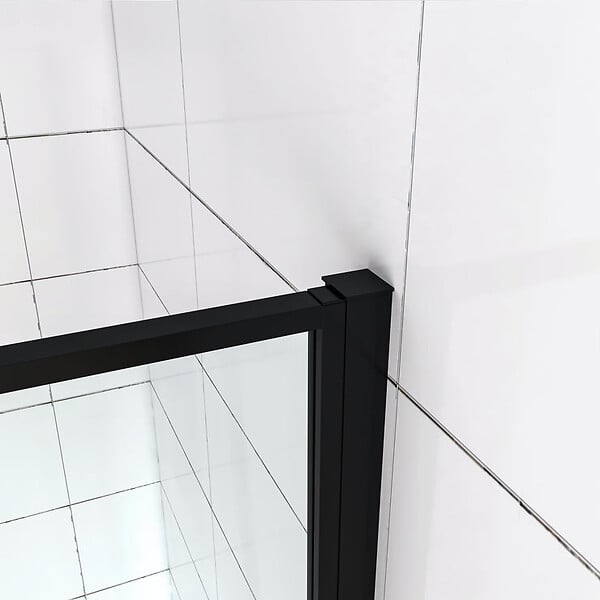AICA SANITAIRE - AICA porte de douche pivotante 120x185cm porte de douche noire en 6mm verre anticalcaire installation en niche - large
