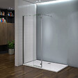 AICA SANITAIRE - Paroi de douche avec retour pivotant 90+40x200cm, charnières, AICA paroi de douche à l'italienne en verre anticalcaire avec barre de fixation 90cm en carré - vignette