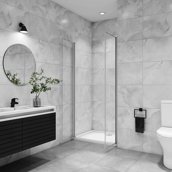 AICA SANITAIRE - AICA porte de douche battante 120x180cm profilé blanc en 5mm verre anticalcaire porte de douche Hauteur 180cm Installation en niche - large