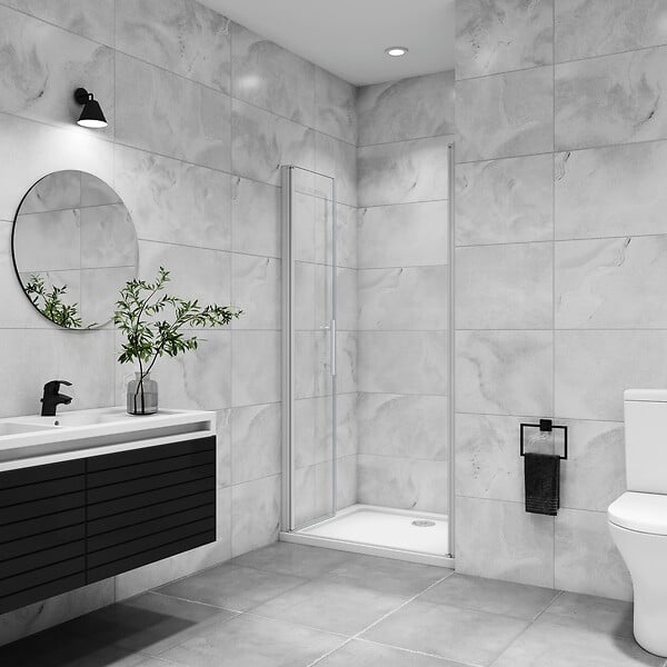 AICA SANITAIRE - AICA porte de douche battante 120x180cm profilé blanc en 5mm verre anticalcaire porte de douche Hauteur 180cm Installation en niche - large