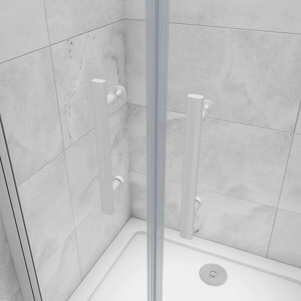 AICA SANITAIRE - AICA porte de douche battante 120x180cm profilé blanc en 5mm verre anticalcaire porte de douche Hauteur 180cm Installation en niche - large