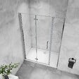 AICA SANITAIRE - AICA porte de douche pivotante 150x185cm porte de douche pliante avec un élément fixe en 6mm verre anticalcaire - vignette