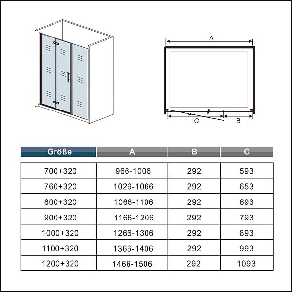 AICA SANITAIRE - AICA porte de douche pivotante 150x185cm porte de douche pliante avec un élément fixe en 6mm verre anticalcaire - large