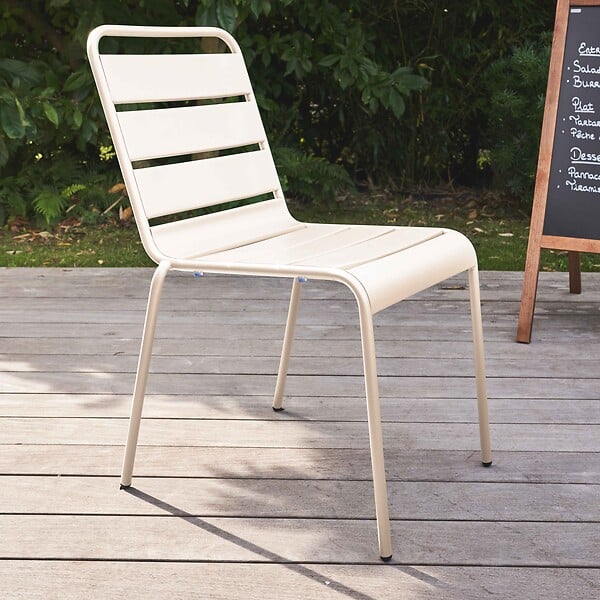 OVIALA - Chaise de jardin en métal ivoire - Palavas - large