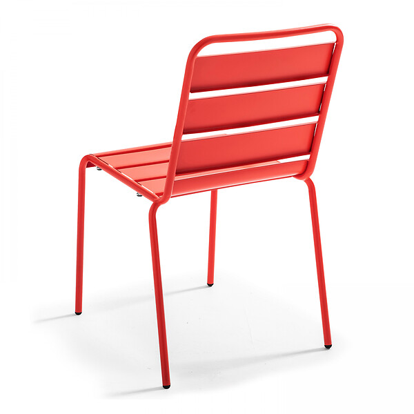 OVIALA - Chaise de jardin en métal rouge - Palavas - large