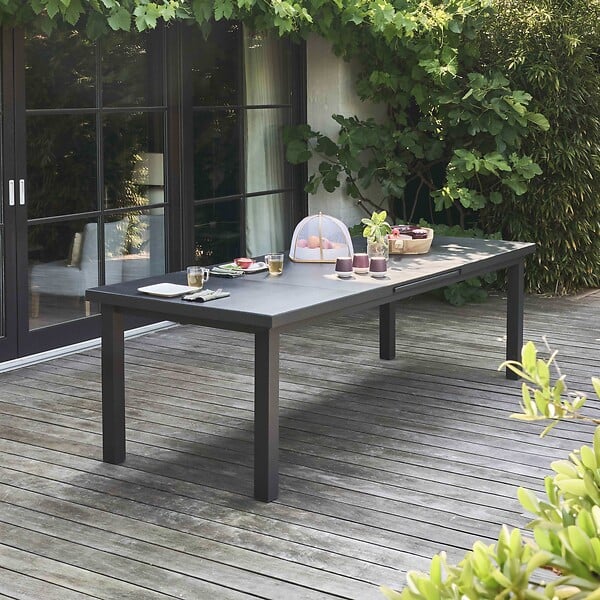 OVIALA - Table de jardin extensible en aluminium gris 10 places - Albi - large