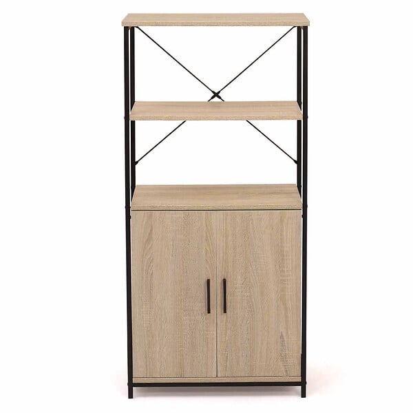ID MARKET - Buffet haut 2 portes H. 125 cm DETROIT avec étagères design industriel - large